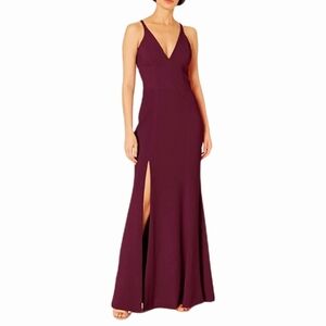 NWT Dress The Population Iris Plunging Thick Strap Solid Gown Slit Size XXL